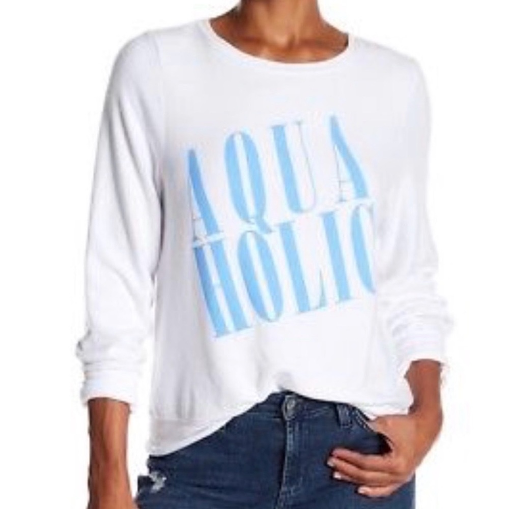 Wildfox AquaHolic Baggy Beach Jumper White Size Medium